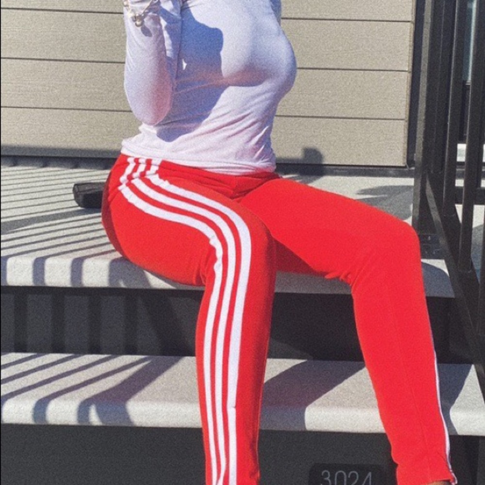 NWOT Authentic Red Adidas Track Pants